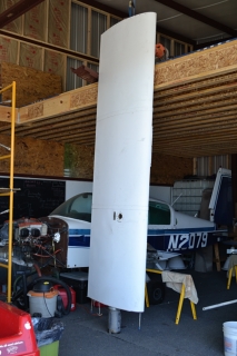 Standing the wing vertical to get all of the inboard rib at one time